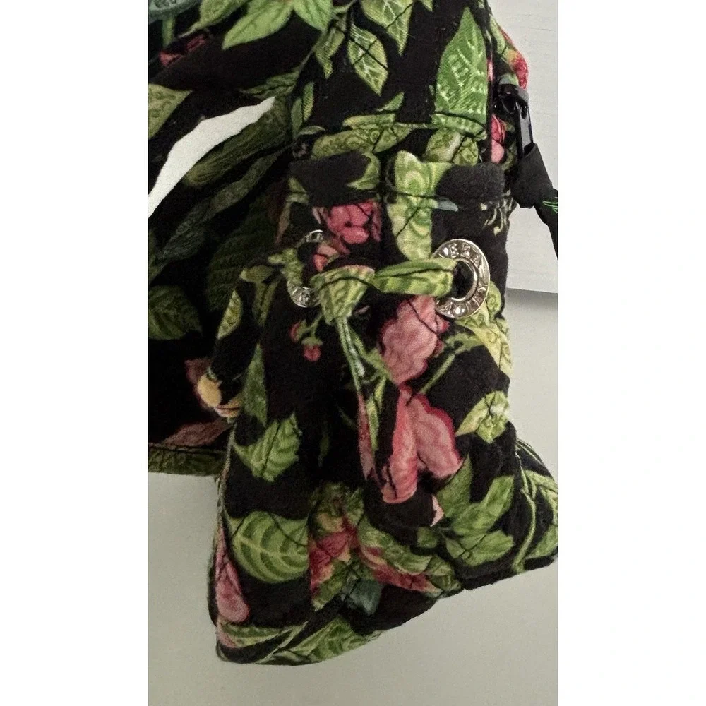 Vera Bradley Lindsay Botanica Crossbody Bag Green Black Floral‎ Shoulder Purse